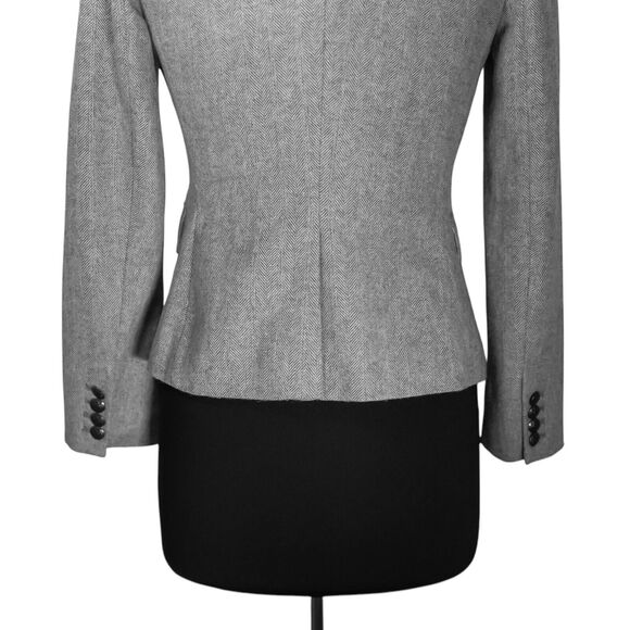 Banana Republic Women's Blazer Gray Wool Blend Herringbone Lined Suit Jacket 00P - Picture 9 of 10